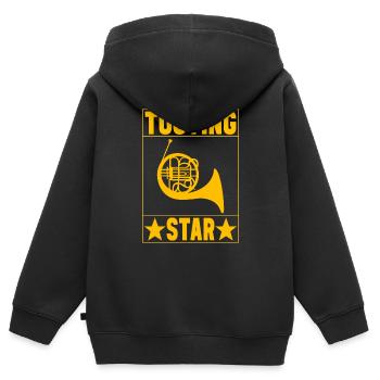 Cor Cuivres - Sweat Premium à capuche zippé enfant bio - noir - Dos - AI Model Kid Male (0cm)