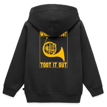 Horn Blechblasinstrument - Kinder Premium Organic Zip Hoodie - Schwarz - Hinten - AI Model Kid Male (0cm)