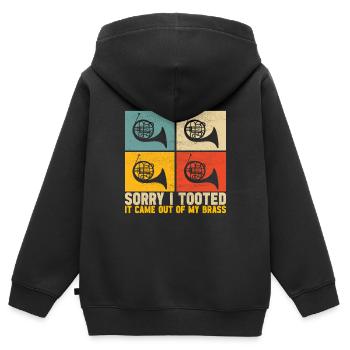 Cor Cuivres - Sweat Premium à capuche zippé enfant bio - noir - Dos - AI Model Kid Male (0cm)