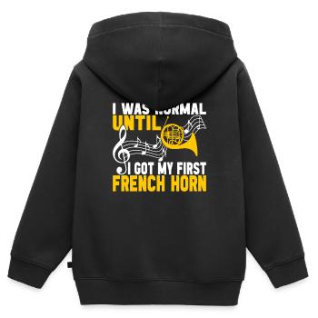 Cor Cuivres - Sweat Premium à capuche zippé enfant bio - noir - Dos - AI Model Kid Male (0cm)