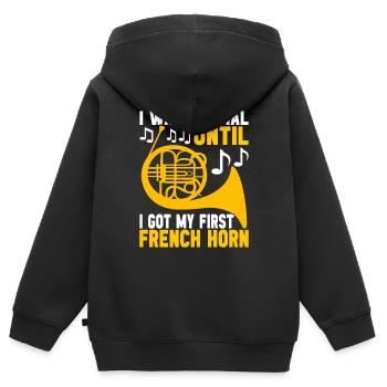 Cor Cuivres - Sweat Premium à capuche zippé enfant bio - noir - Dos - AI Model Kid Male (0cm)
