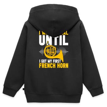 Cor Cuivres - Sweat Premium à capuche zippé enfant bio - noir - Dos - AI Model Kid Male (0cm)