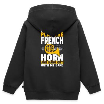 Cor Cuivres - Sweat Premium à capuche zippé enfant bio - noir - Dos - AI Model Kid Male (0cm)