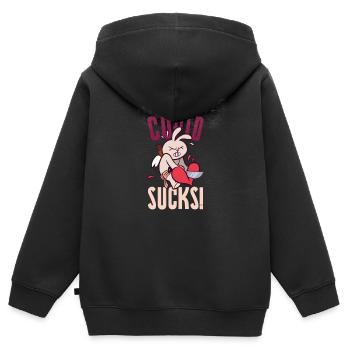 Valentines Sucks - Kinder Premium Organic Zip Hoodie - Schwarz - Hinten - AI Model Kid Male (0cm)