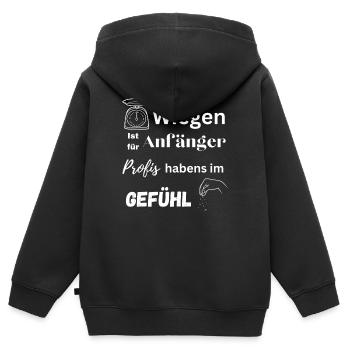 Profi Fühlen - Kinder Premium Organic Zip Hoodie - Schwarz - Hinten - AI Model Kid Male (0cm)