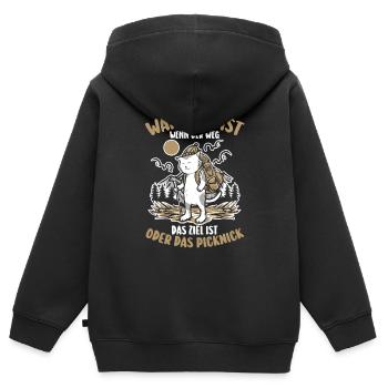 Wanderer Katze Bergwandern Bergklettern Wandern - Kinder Premium Organic Zip Hoodie - Schwarz - Hinten - AI Model Kid Male (0cm)