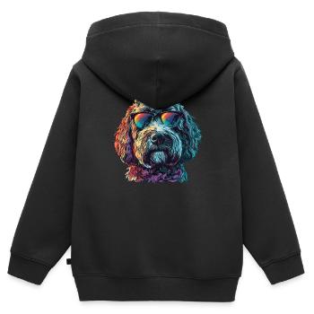 Labradoodle Doodle Hunde Mama Pelziger Freund - Kinder Premium Organic Zip Hoodie - Schwarz - Hinten - AI Model Kid Male (0cm)