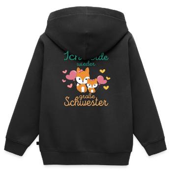 Bald Wieder Große Schwester Verkünden Füchse Tiere - Kinder Premium Organic Zip Hoodie - Schwarz - Hinten - AI Model Kid Male (0cm)