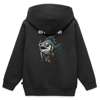 Reste calme, je ne mords pas - Sweat Premium à capuche zippé enfant bio - noir - Dos - AI Model Kid Male (0cm)