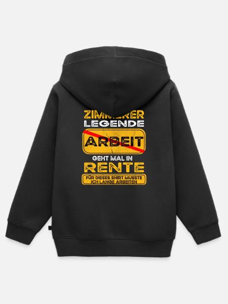 Zimmerer lustiges Rente Pension - Kinder Premium Organic Zip Hoodie - Schwarz