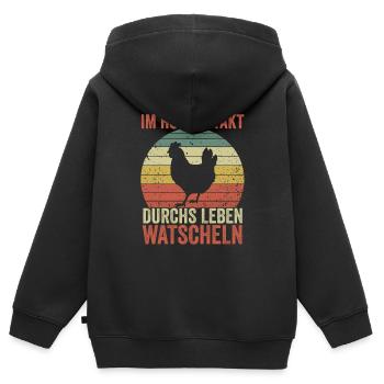 Huhn Bauer Bauernhof Küken Landwirt Hühner - Kinder Premium Organic Zip Hoodie - Schwarz - Hinten - AI Model Kid Male (0cm)
