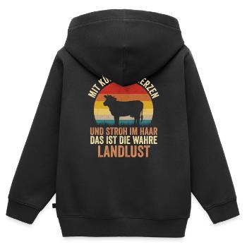 Kuh Bauer Bauernhof Kuhbauer Kühe - Kinder Premium Organic Zip Hoodie - Schwarz - Hinten - AI Model Kid Male (0cm)