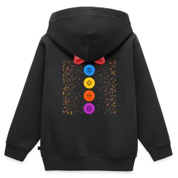 Ein lustiges Karneval Kostüm mit Knöpfen Karneval - Kinder Premium Organic Zip Hoodie - Schwarz - Hinten - AI Model Kid Male (0cm)