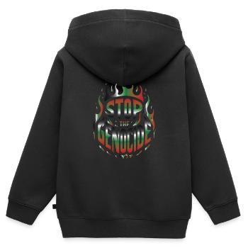 PALESTINA T-SHIRT - Kinder Premium Organic Zip Hoodie - Schwarz - Hinten - AI Model Kid Male (0cm)