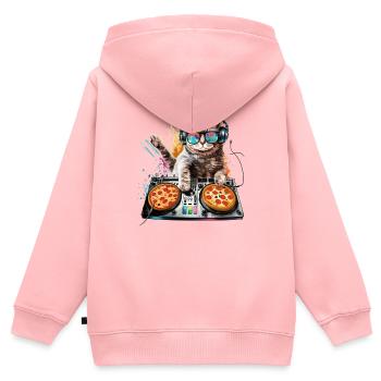 Weltraum Katze Pizza Discjockey - Interstellar - Kinder Premium Organic Zip Hoodie - Rosa - Hinten - AI Model Kid Female (0cm)
