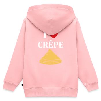 Crêpes Bretagne humour crêpe - Sweat Premium à capuche zippé enfant bio - rose - Dos - AI Model Kid Female (0cm)