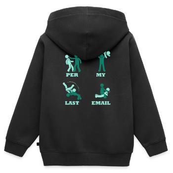 Mon dernier e-mail - L’humour au bureau - Sweat Premium à capuche zippé enfant bio - noir - Dos - AI Model Kid Male (0cm)