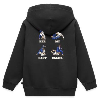 Mon dernier e-mail - L’humour au bureau - Sweat Premium à capuche zippé enfant bio - noir - Dos - AI Model Kid Male (0cm)