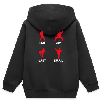 Mon dernier e-mail - L’humour au bureau - Sweat Premium à capuche zippé enfant bio - noir - Dos - AI Model Kid Male (0cm)