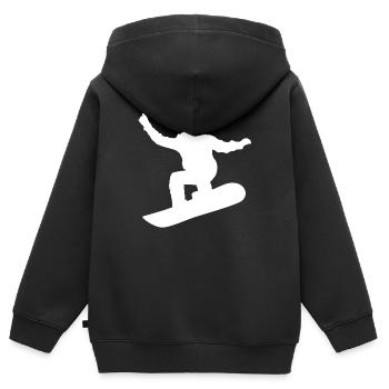 Snowboard, Halfpipe, Sports d’hiver, Forfaits ski - Sweat Premium à capuche zippé enfant bio - noir - Dos - AI Model Kid Male (0cm)