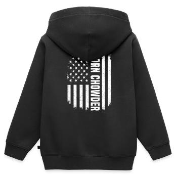 Soupe de maïs américaine - Sweat Premium à capuche zippé enfant bio - noir - Dos - AI Model Kid Male (0cm)
