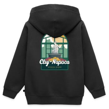Botanischer Garten Cluj-Napoca - Rumänien - Kinder Premium Organic Zip Hoodie - Schwarz - Hinten - AI Model Kid Male (0cm)