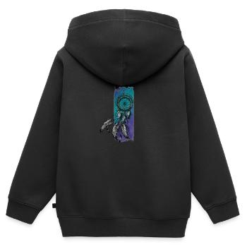 Rêverie fantaisiste : attrape-rêves pastel - Sweat Premium à capuche zippé enfant bio - noir - Dos - AI Model Kid Male (0cm)