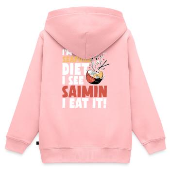 Fruits de mer Saimin - Sweat Premium à capuche zippé enfant bio - rose - Dos - AI Model Kid Female (0cm)