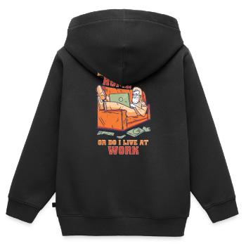 Arbeite Ich Zu Hause Oder Lebe Ich Bei Der Arbeit - Kinder Premium Organic Zip Hoodie - Schwarz - Hinten - AI Model Kid Male (0cm)