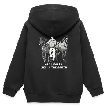 FARMER ALL WEALTH LIES IN THE EARTH - Kids Premium Organic Zip-up Hoodie - black - Back - AI Model Kid Male (0cm)