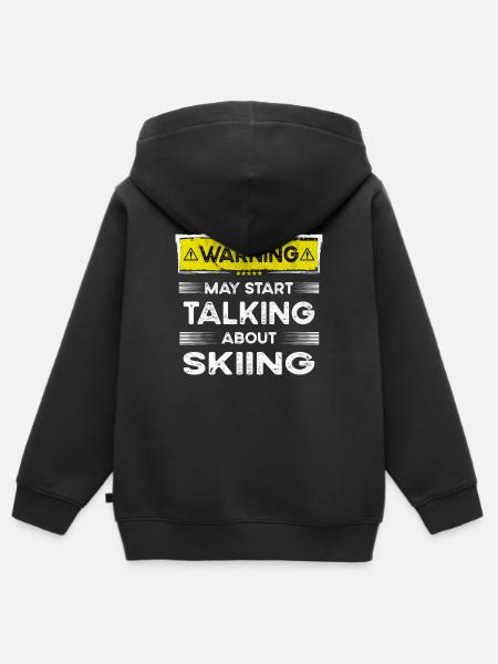 Talking about Skiing funny - Kinder Premium Organic Zip Hoodie - Schwarz