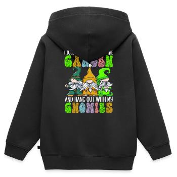Gartenzwerge Gartenarbeit - Kinder Premium Organic Zip Hoodie - Schwarz - Hinten - AI Model Kid Male (0cm)