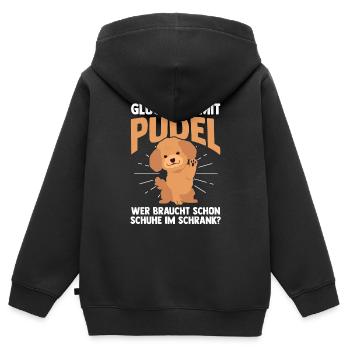 Hund Pudel - Kinder Premium Organic Zip Hoodie - Schwarz - Hinten - AI Model Kid Male (0cm)