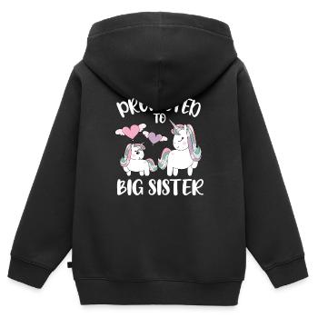 Promoted To Big Sister For Girls And Cute Unicorns - Kids Premium Organic Zip-up Hoodie - black - Back - AI Model Kid Male (0cm)