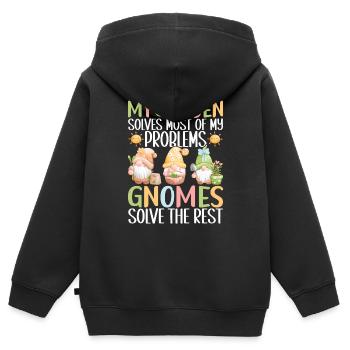 Gartenzwerge Gartenarbeit - Kinder Premium Organic Zip Hoodie - Schwarz - Hinten - AI Model Kid Male (0cm)