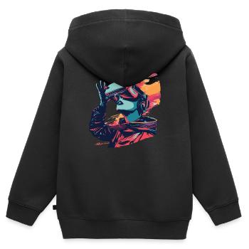 Réalité virtuelle - Immergez-vous dans un - Sweat Premium à capuche zippé enfant bio - noir - Dos - AI Model Kid Male (0cm)