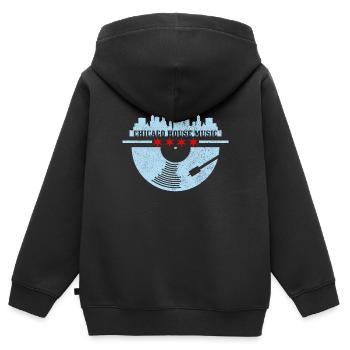 Chicago House Music, Illinois - Sweat Premium à capuche zippé enfant bio - noir - Dos - AI Model Kid Male (0cm)