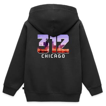 Chicago, Illinois - Kinder Premium Organic Zip Hoodie - Schwarz - Hinten - AI Model Kid Male (0cm)