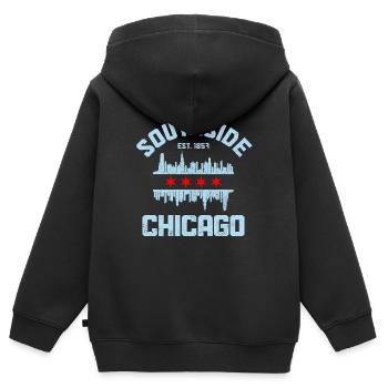 Southside Chicago, Illinois - Sweat Premium à capuche zippé enfant bio - noir - Dos - AI Model Kid Male (0cm)