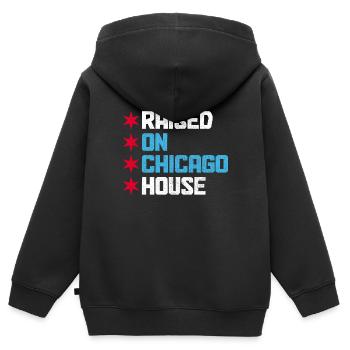 Chicago House Music, Illinois - Sweat Premium à capuche zippé enfant bio - noir - Dos - AI Model Kid Male (0cm)