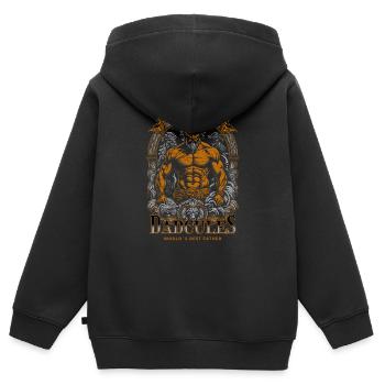 Dad Hercules Starker Mann Geschenkidee Vatertag - Kinder Premium Organic Zip Hoodie - Schwarz - Hinten - AI Model Kid Male (0cm)