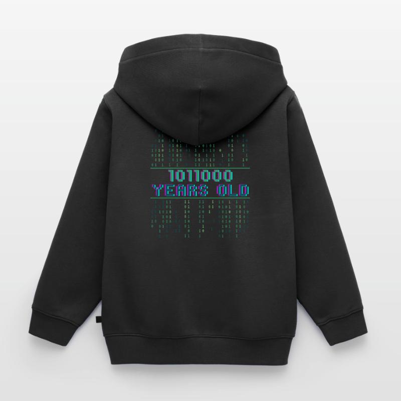 88e anniversaire 88 ans Codeur de code binaire Sweat Premium à capuche zippé enfant bio