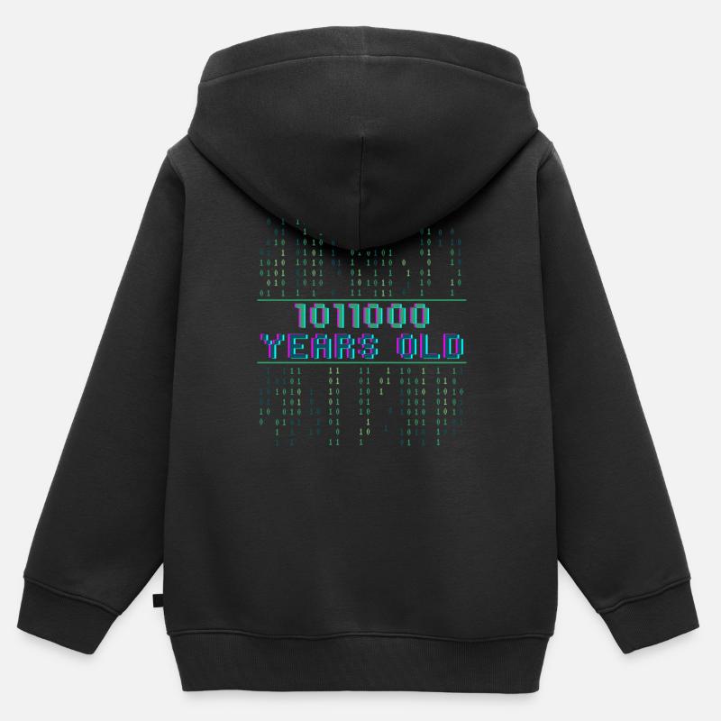 88e anniversaire 88 ans Codeur de code binaire - Sweat Premium à capuche zippé enfant bio - noir