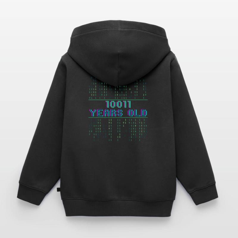 19th birthday 19 years old Binary Code Computer Science Kids Premium Organic Zip-up Hoodie