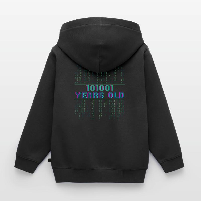 41st Birthday 41 years old Binary Code Computer Science Kids Premium Organic Zip-up Hoodie