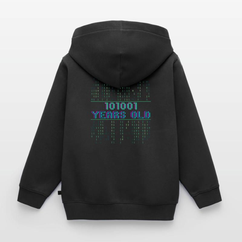 41st Birthday 41 years old Binary Code Computer Science Kids Premium Organic Zip-up Hoodie