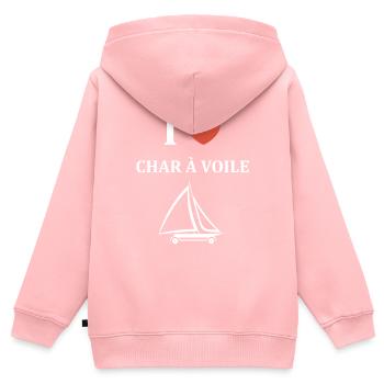 Humour Char à voile - Sweat Premium à capuche zippé enfant bio - rose - Dos - AI Model Kid Female (0cm)