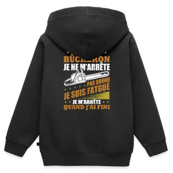 Je suis bûcheron - Sweat Premium à capuche zippé enfant bio - noir - Dos - AI Model Kid Male (0cm)