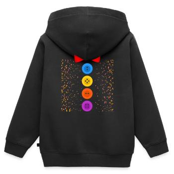 Ein lustiges Karneval Kostüm mit Knöpfen Karneval - Kinder Premium Organic Zip Hoodie - Schwarz - Hinten - AI Model Kid Male (0cm)