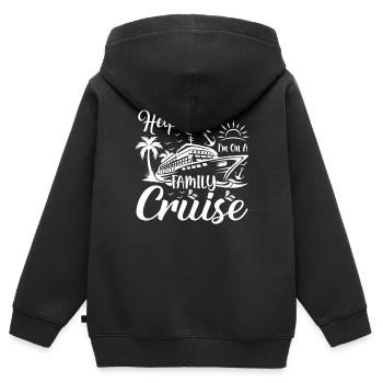 Au secours, je suis en croisière en famille - Sweat Premium à capuche zippé enfant bio - noir - Dos - AI Model Kid Male (0cm)